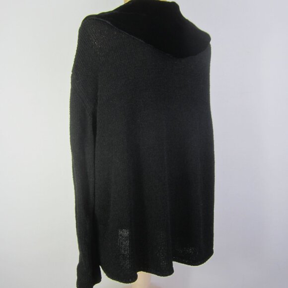Vtg J Jill Women XL Black Boucle Knit Velvet Collar Cardigan Sweater Silk Linen - Picture 7 of 9